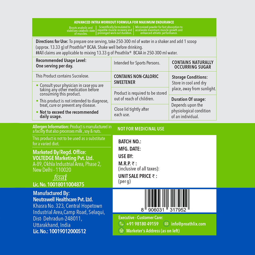 Proathlix BCAA Supplement with Glutamine, Taurine & Minerals