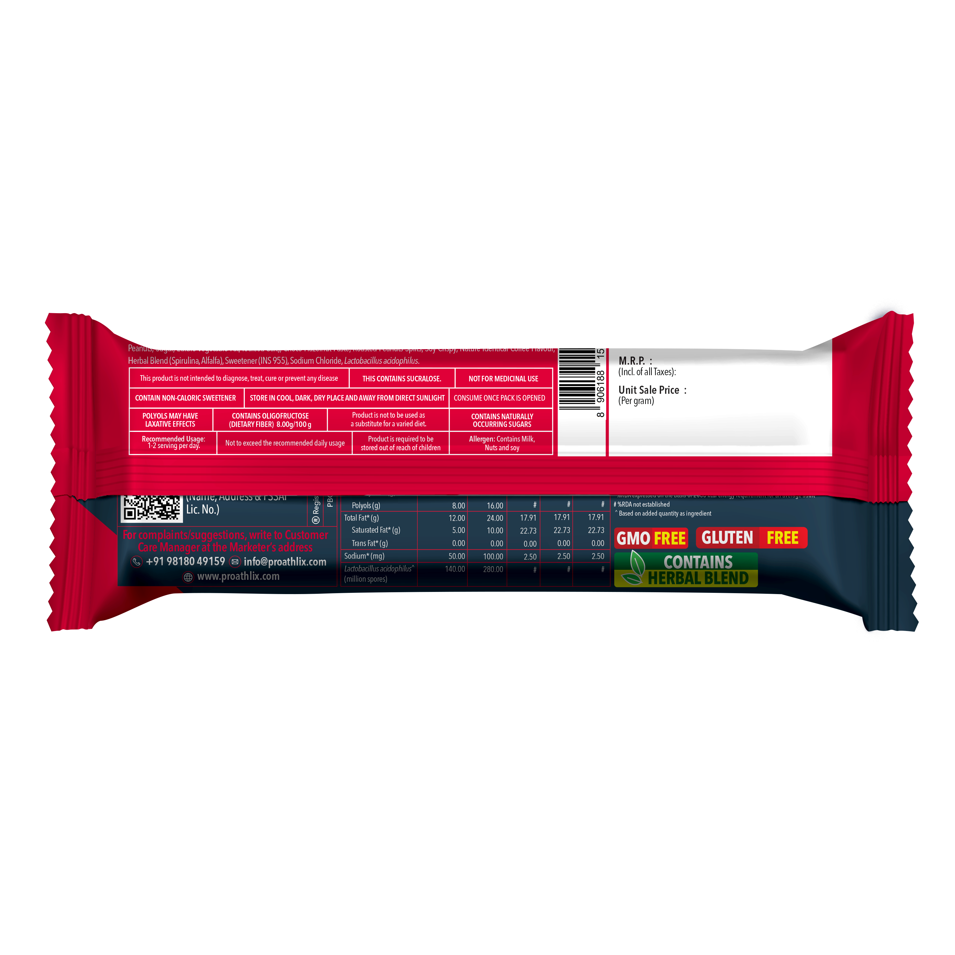 Proathlix Protein Bar with 15g Protein in 50g Bar