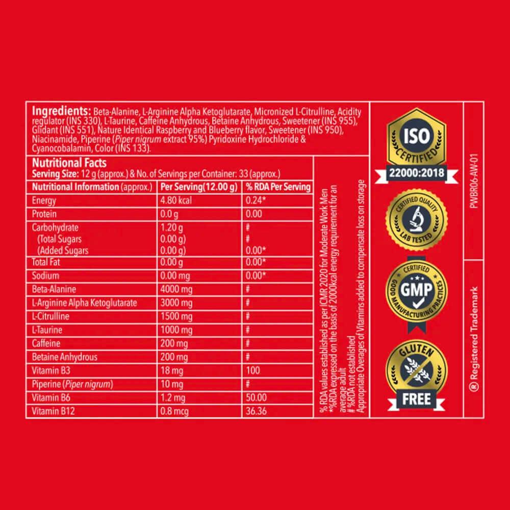 Pre-workout nutritional facts 