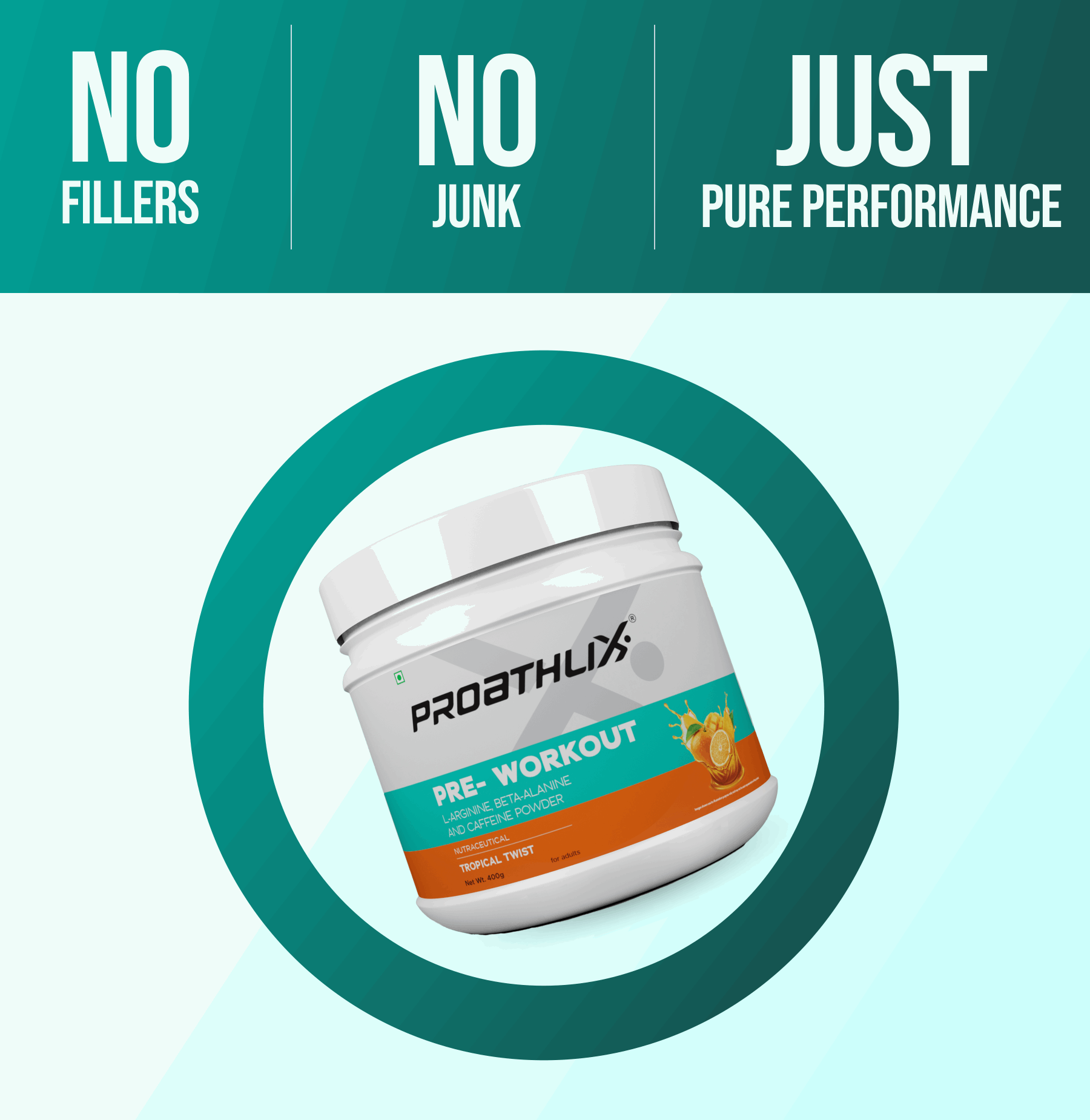 Proathlix Pre Workout (200mg Caffeine, 400gm)