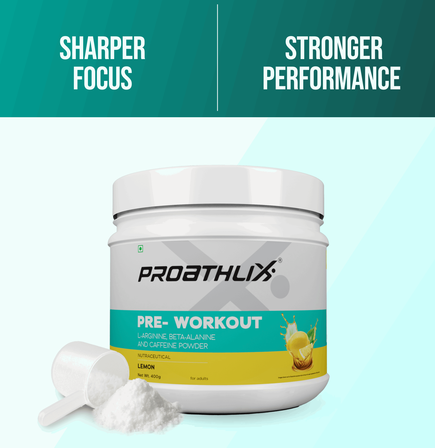 Proathlix Pre Workout (200mg Caffeine, 400gm)