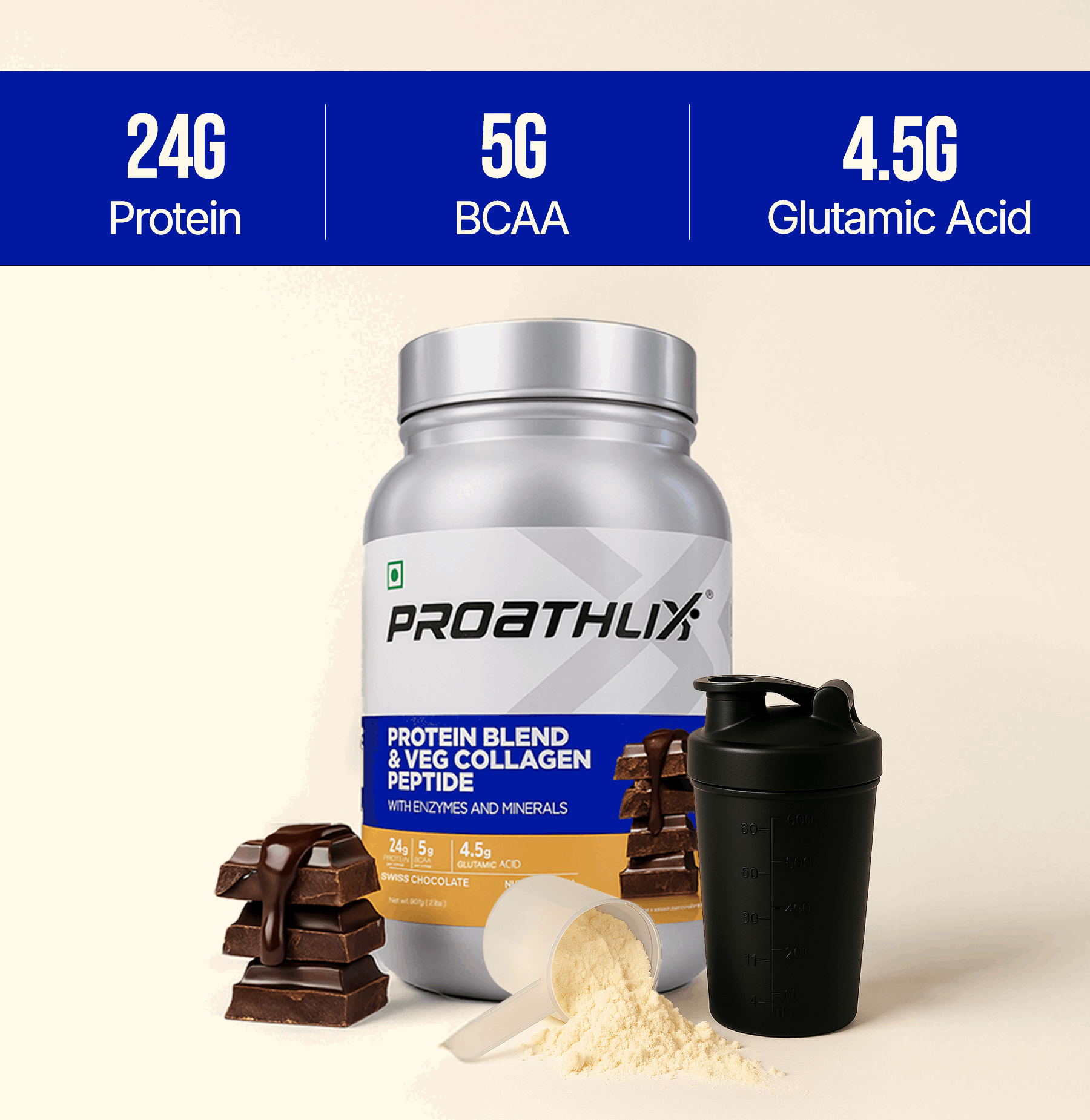 Proathlix Protein Blend & Veg Collagen Peptide (9 Sources of Protein)