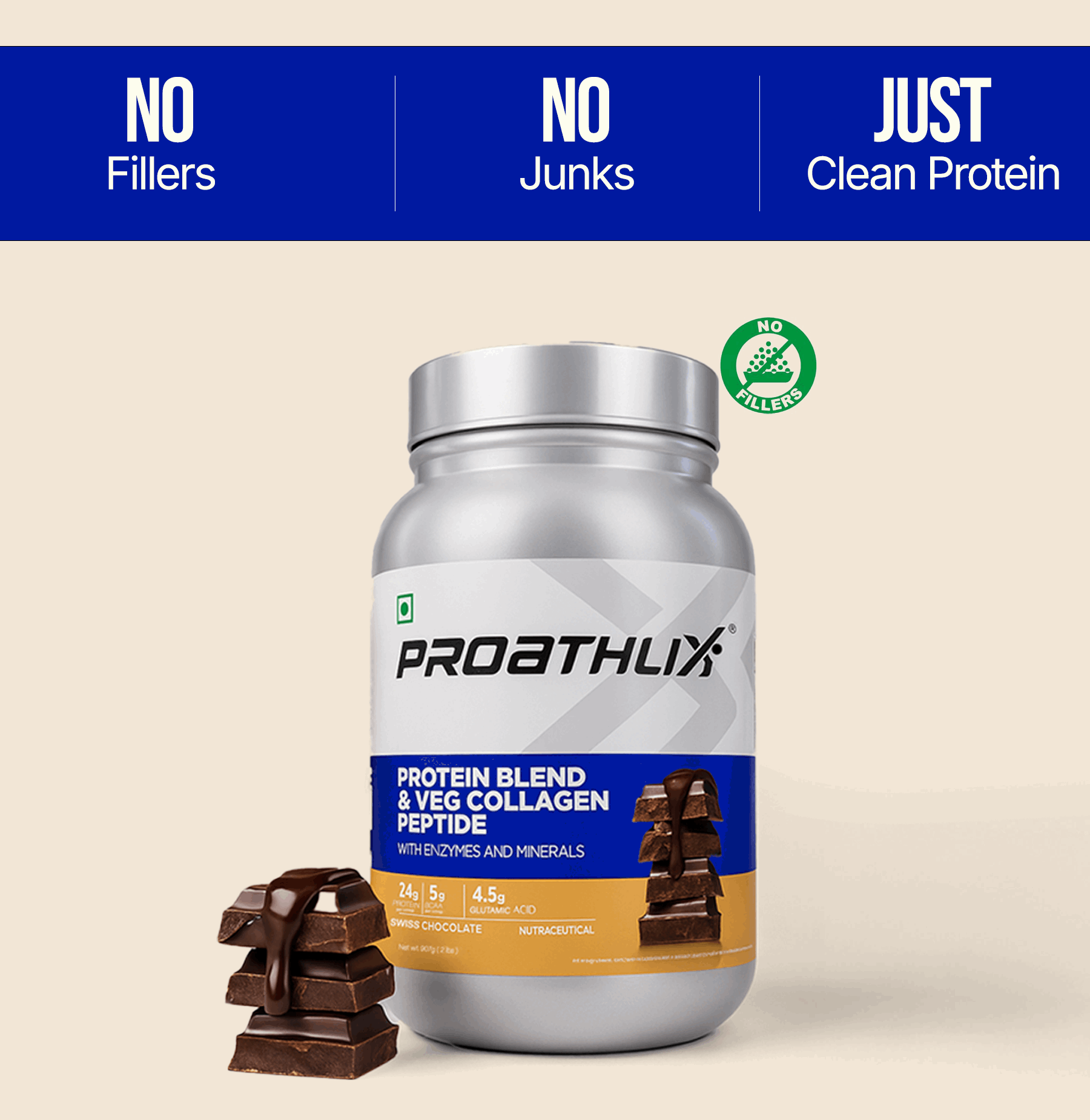 Proathlix Protein Blend & Veg Collagen Peptide (9 Sources of Protein)