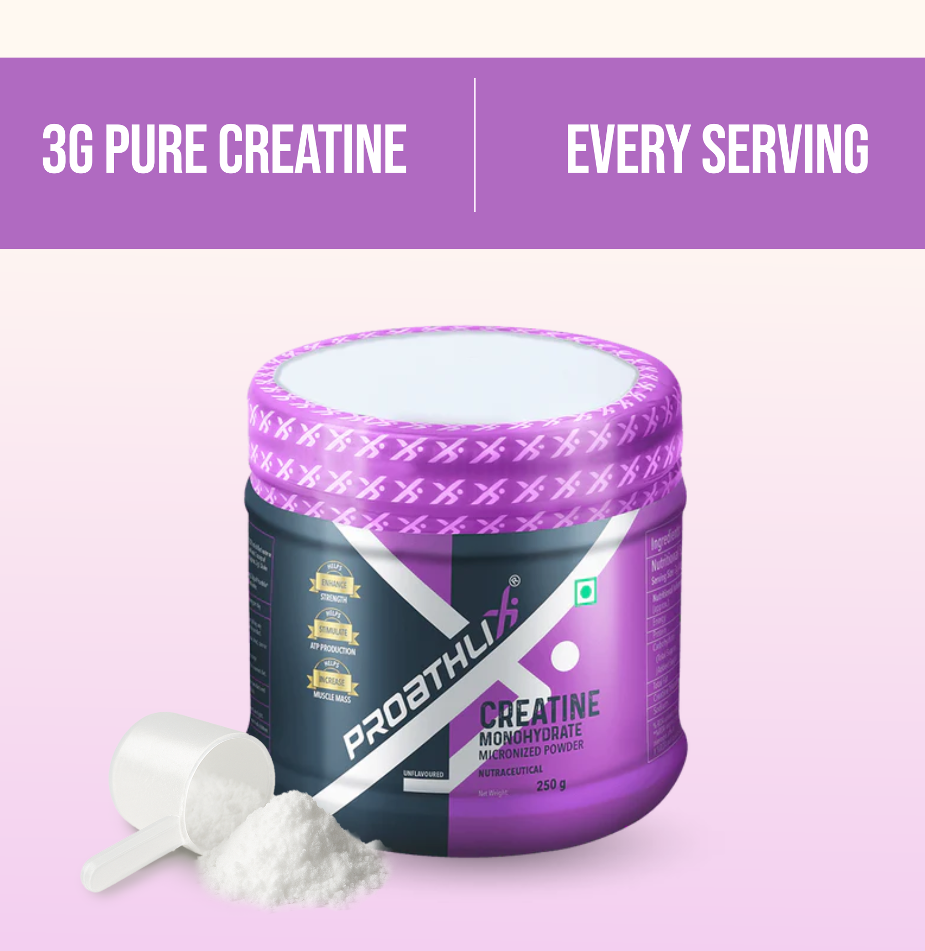 Proathlix Creatine Monohydrate with 3g Serving Size