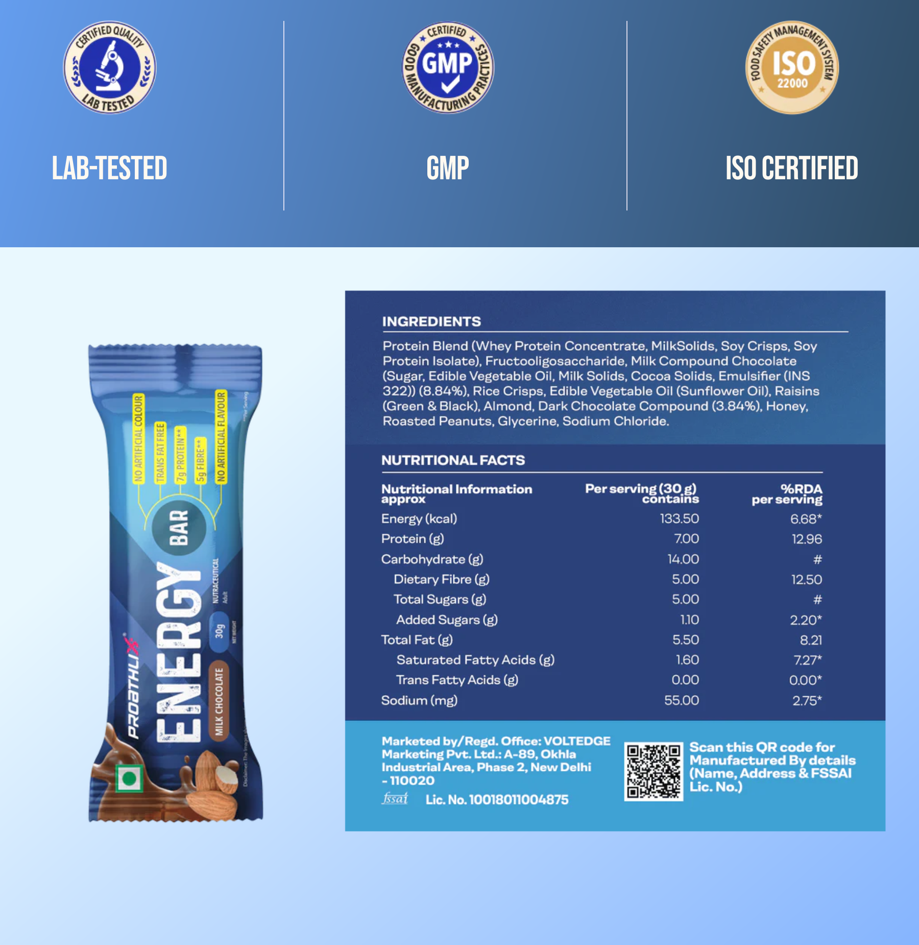 Proathlix Energy Bar | 7g Protein (Pack of 12)