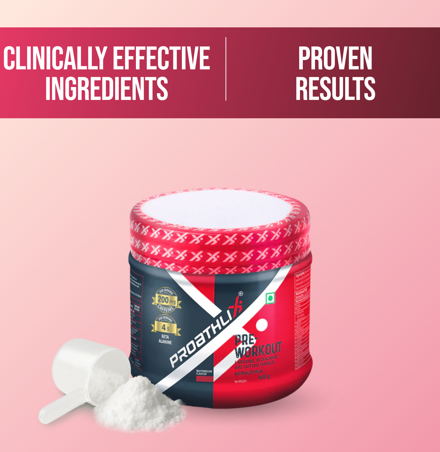 Proathlix Pre Workout (200mg Caffeine, 400gm)