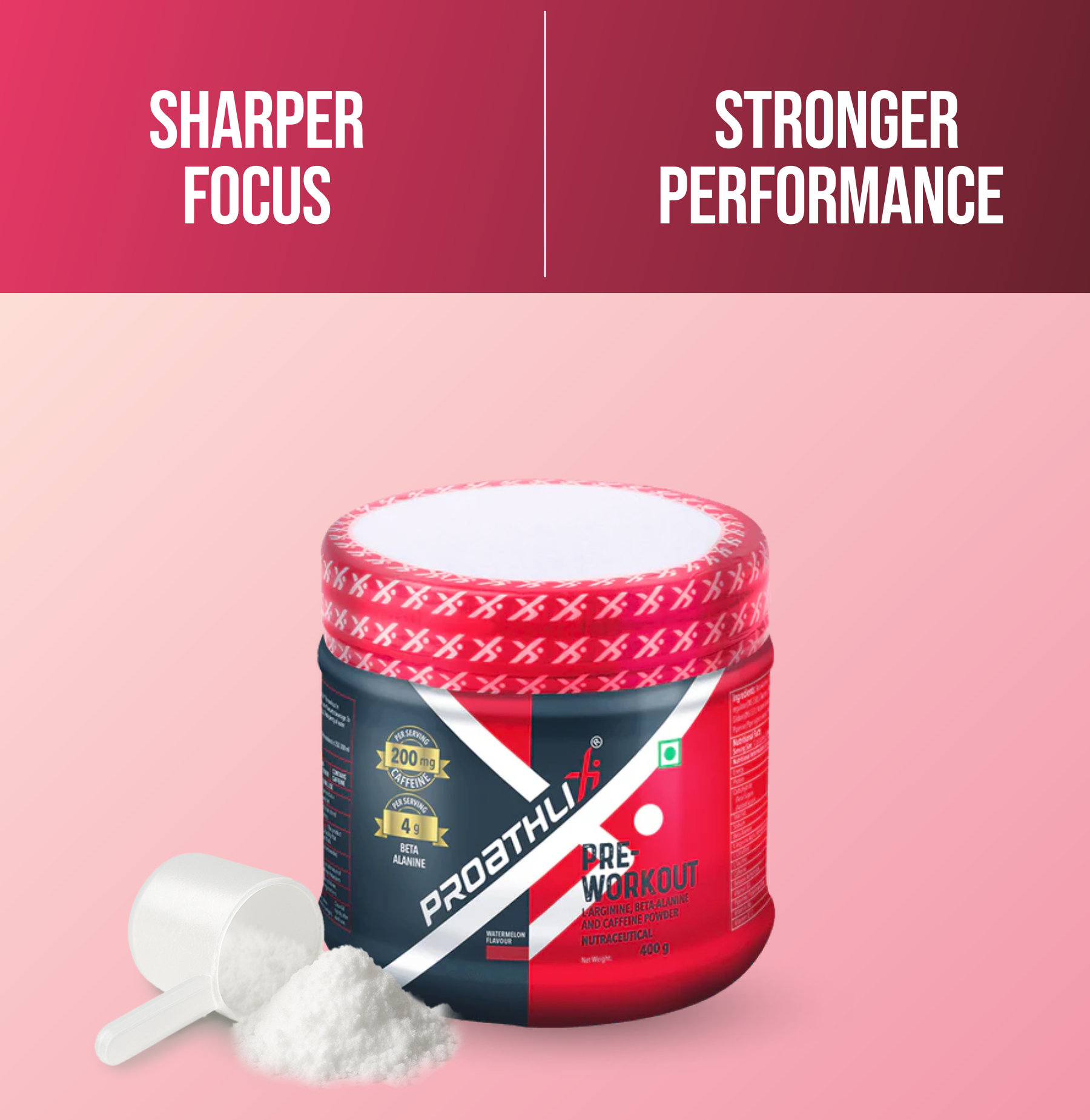 Proathlix Pre Workout (200mg Caffeine, 400gm)