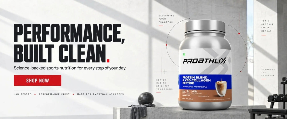 Proathlix Protein Blend and Veg Collagen Peptide supplement for science-backed sports nutrition and everyday athletic performance