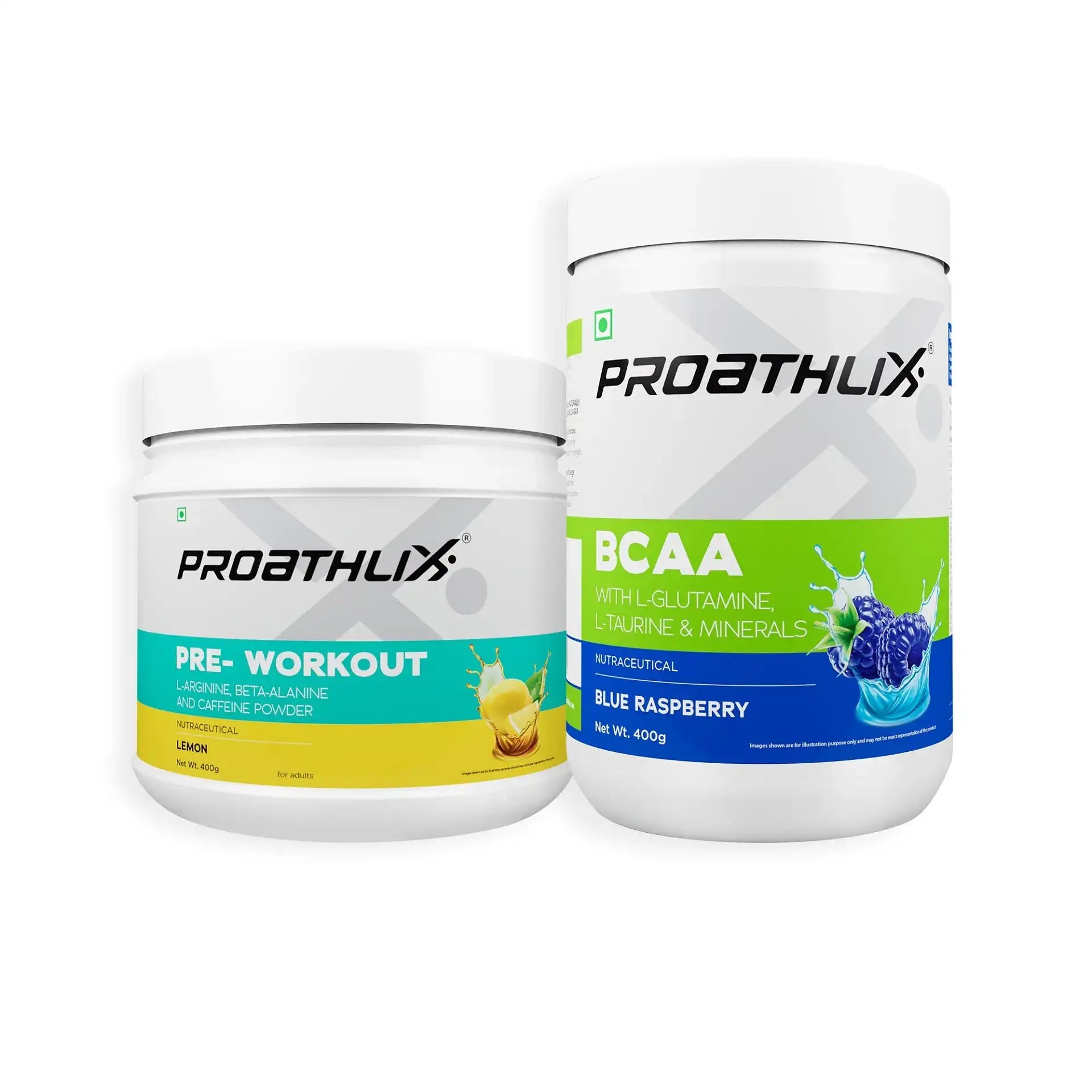 BCAA (Blue Raspberry,400g) + Preworkout (Lemon,400g) - Proathlix