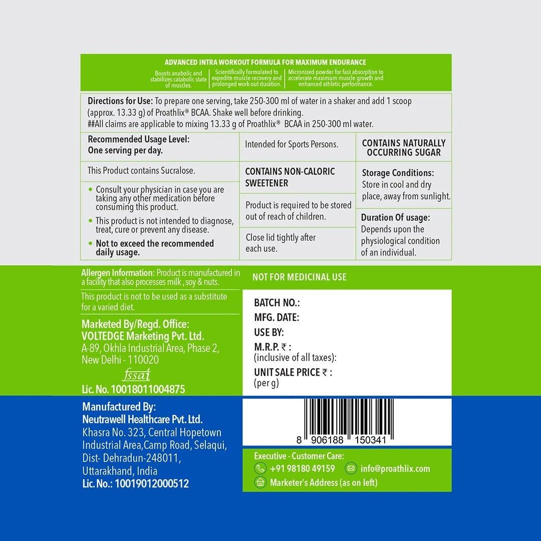 Proathlix BCAA - The Best BCAA(Branched Chain Amino Acid) Supplement with Glutamine, Taurine & Minerals - Proathlix