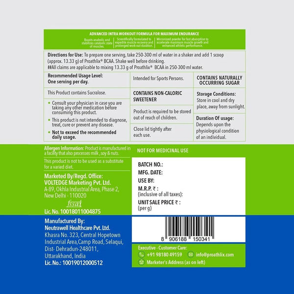 Proathlix BCAA - The Best BCAA(Branched Chain Amino Acid) Supplement with Glutamine, Taurine & Minerals - Proathlix