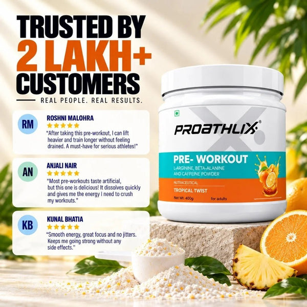 Proathlix Pre Workout (200mg Caffeine, 400gm) - Proathlix