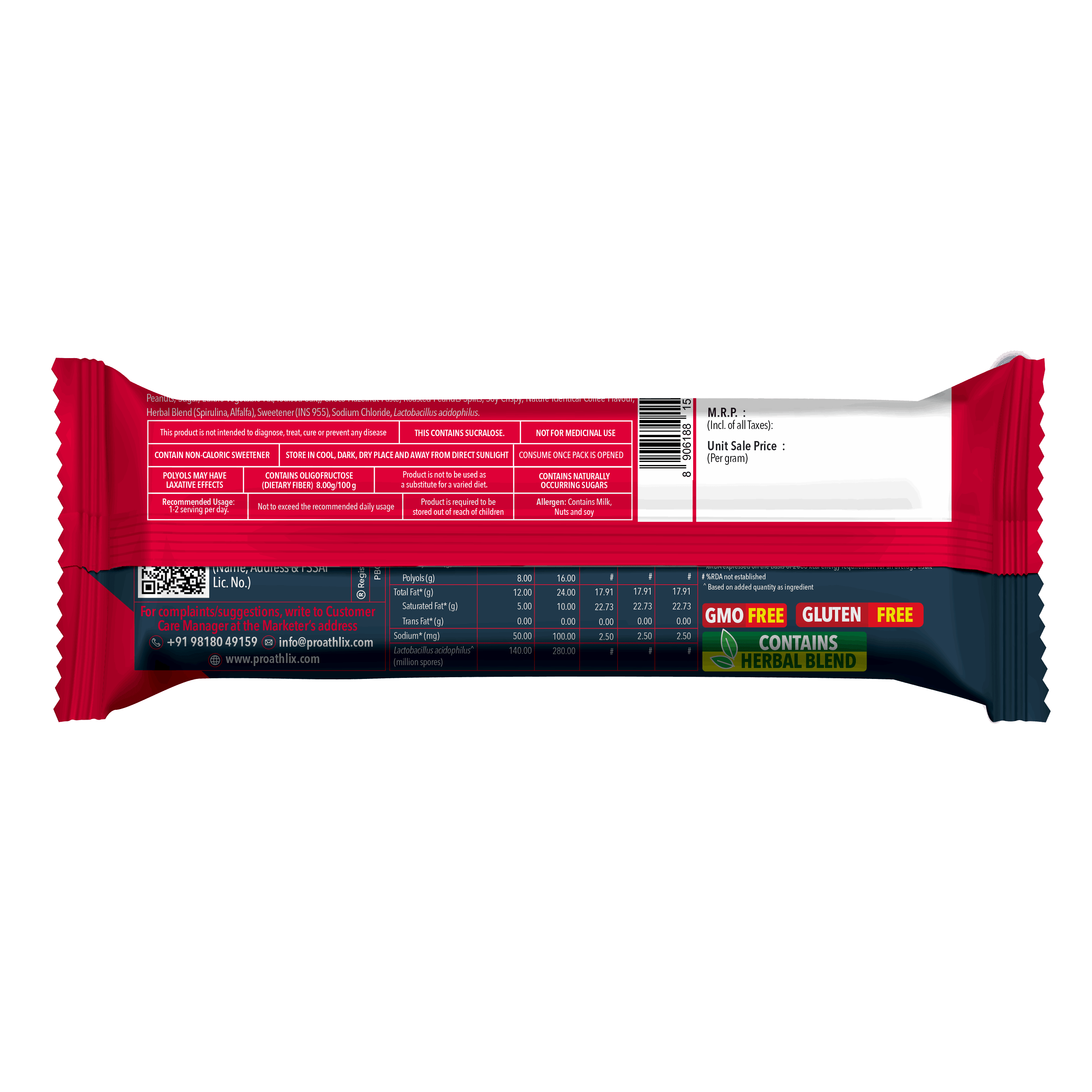 Proathlix Protein Bar with 15g Protein in 50g Bar - Proathlix