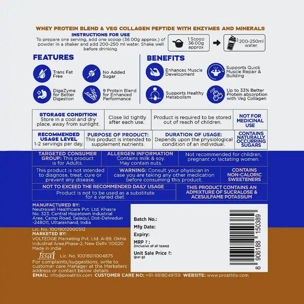 Proathlix Protein Blend & Veg Collagen Peptide (9 Sources of Protein) - Proathlix