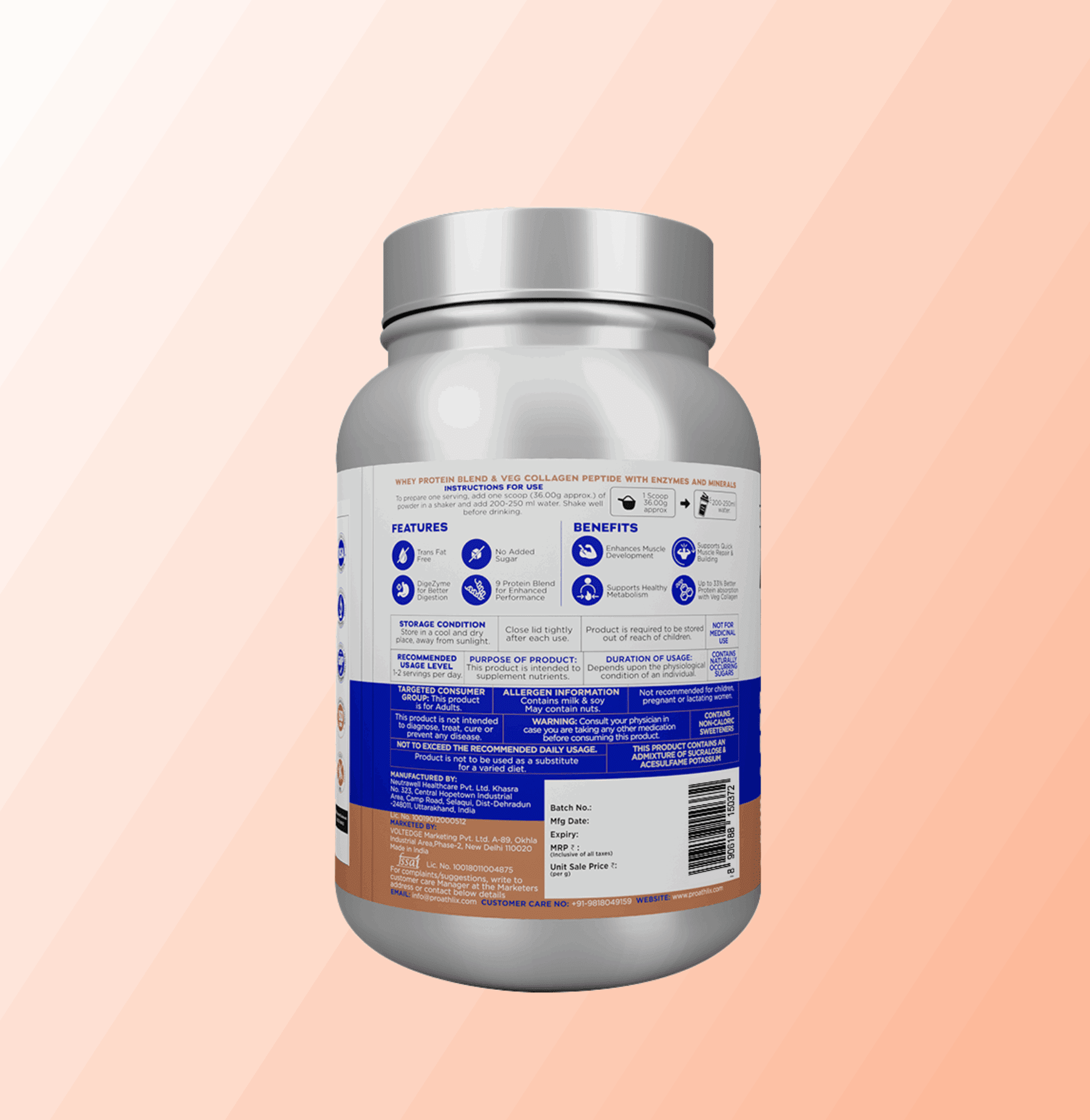 Proathlix Protein Blend & Veg Collagen Peptide (9 Sources of Protein) - Proathlix