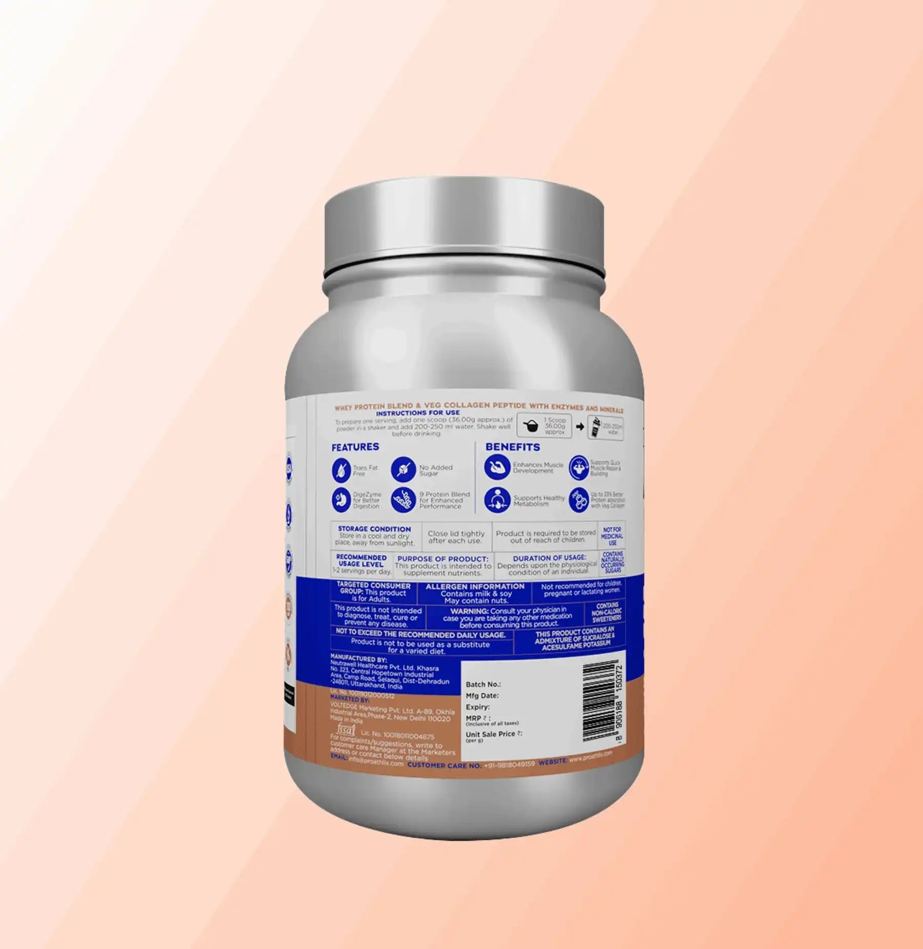 Proathlix Protein Blend & Veg Collagen Peptide (9 Sources of Protein) - Proathlix