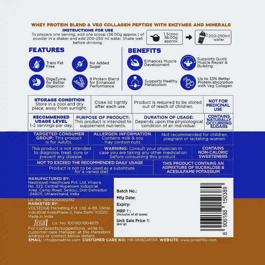 Proathlix Protein Blend & Veg Collagen Peptide (9 Sources of Protein) - Proathlix