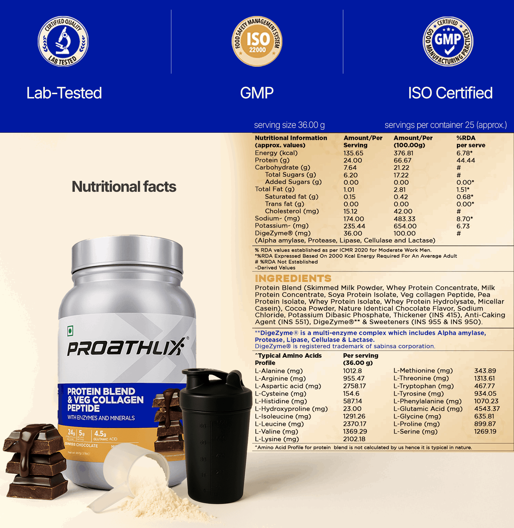 Proathlix Protein Blend & Veg Collagen Peptide (9 Sources of Protein) - Proathlix