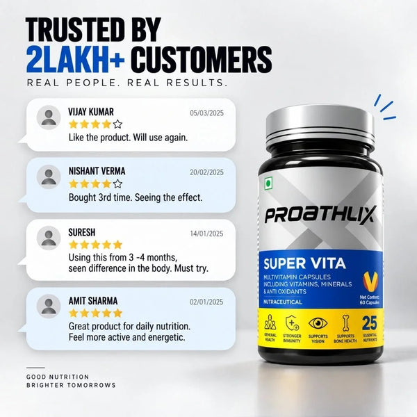 Proathlix Super Vita Multivitamin with 13 Vitamins & 11 Minerals - Proathlix