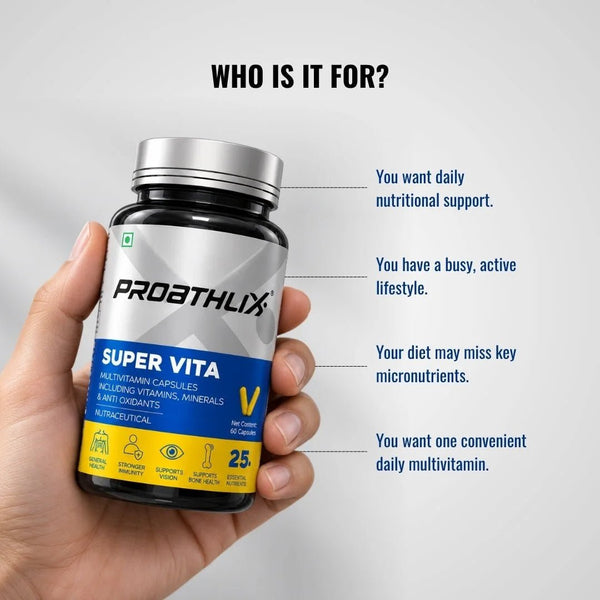 Proathlix Super Vita Multivitamin with 13 Vitamins & 11 Minerals - Proathlix