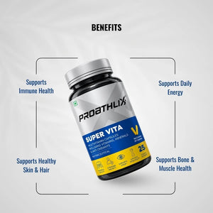 Proathlix Super Vita Multivitamin with 13 Vitamins & 11 Minerals - Proathlix