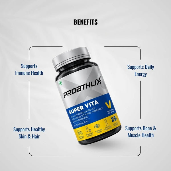 Proathlix Super Vita Multivitamin with 13 Vitamins & 11 Minerals - Proathlix