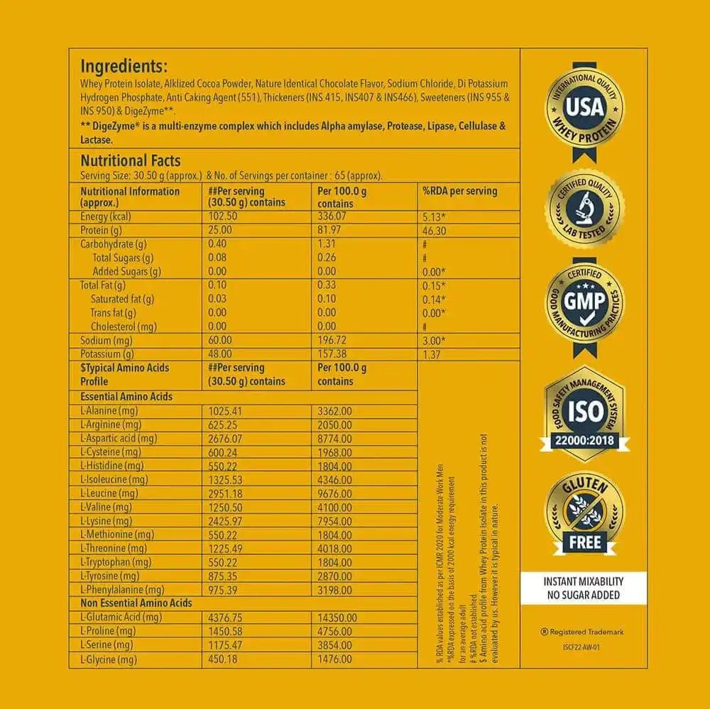 Proathlix Whey Protein Isolate with 25g Protein, 5.5g BCAA & 4.4g Glutamic Acid - Proathlix