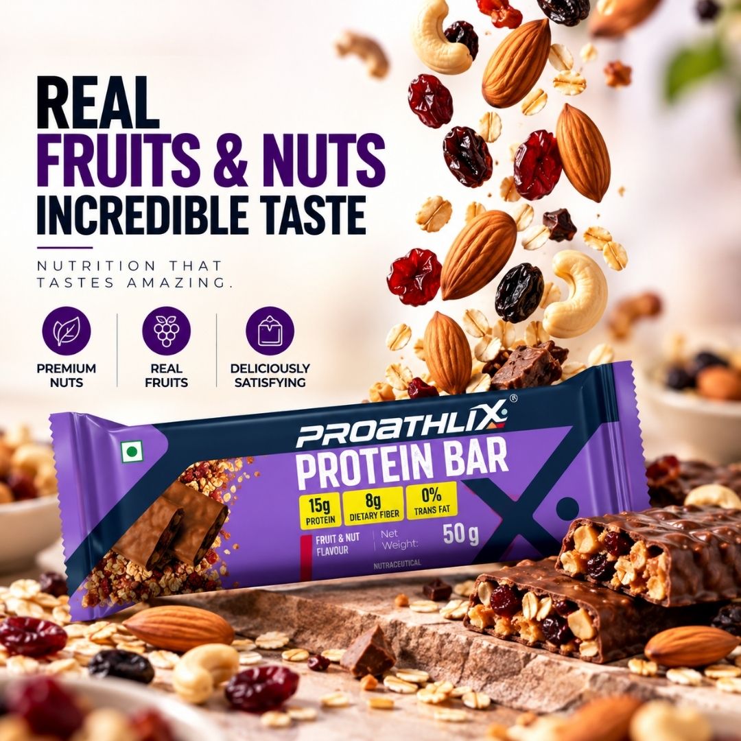 Protein Bar (Fruit Nut) (Pack of 3) + Whey Protein (Pack of 5) - Proathlix