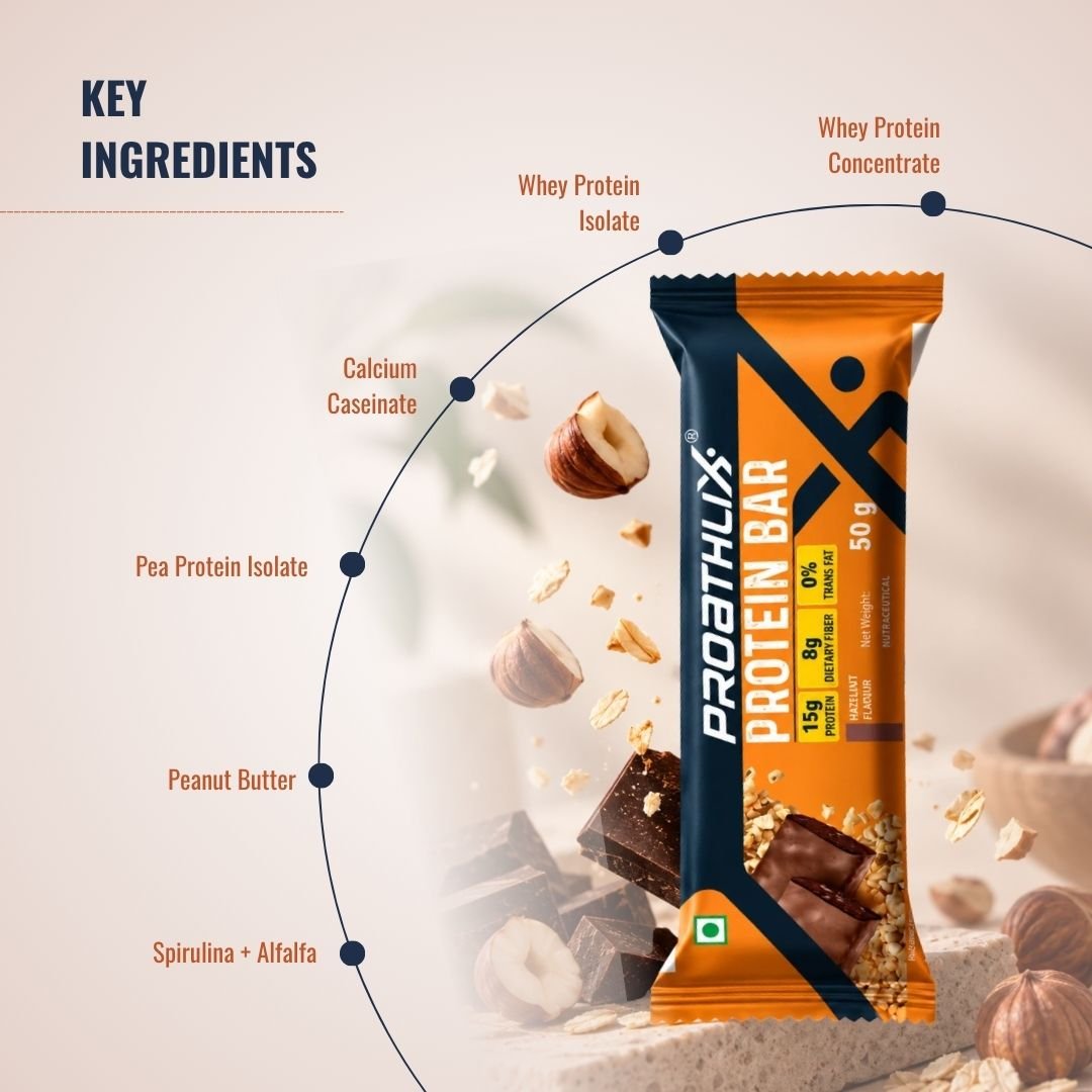 Protein Bar (Hazelnut) (Pack of 3) + Whey Protein (Pack of 5) - Proathlix