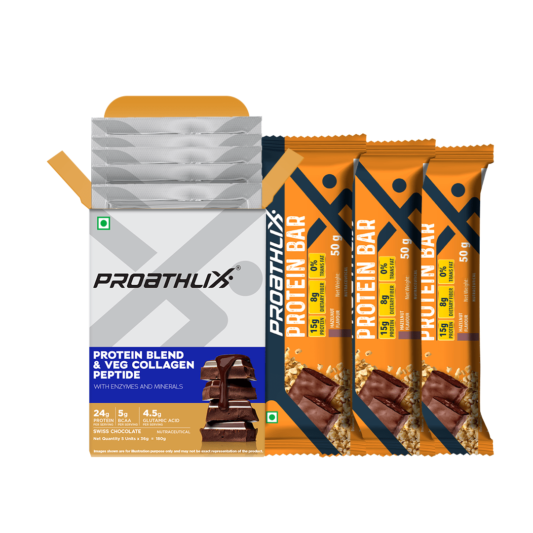 Protein Bar (Hazelnut) (Pack of 3) + Whey Protein (Pack of 5) - Proathlix